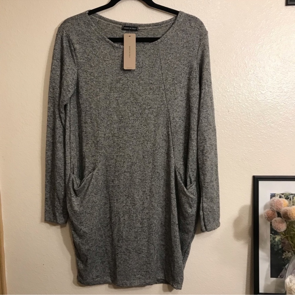 Made In Italy NWT Grey Tunic Sweater Small/Medium